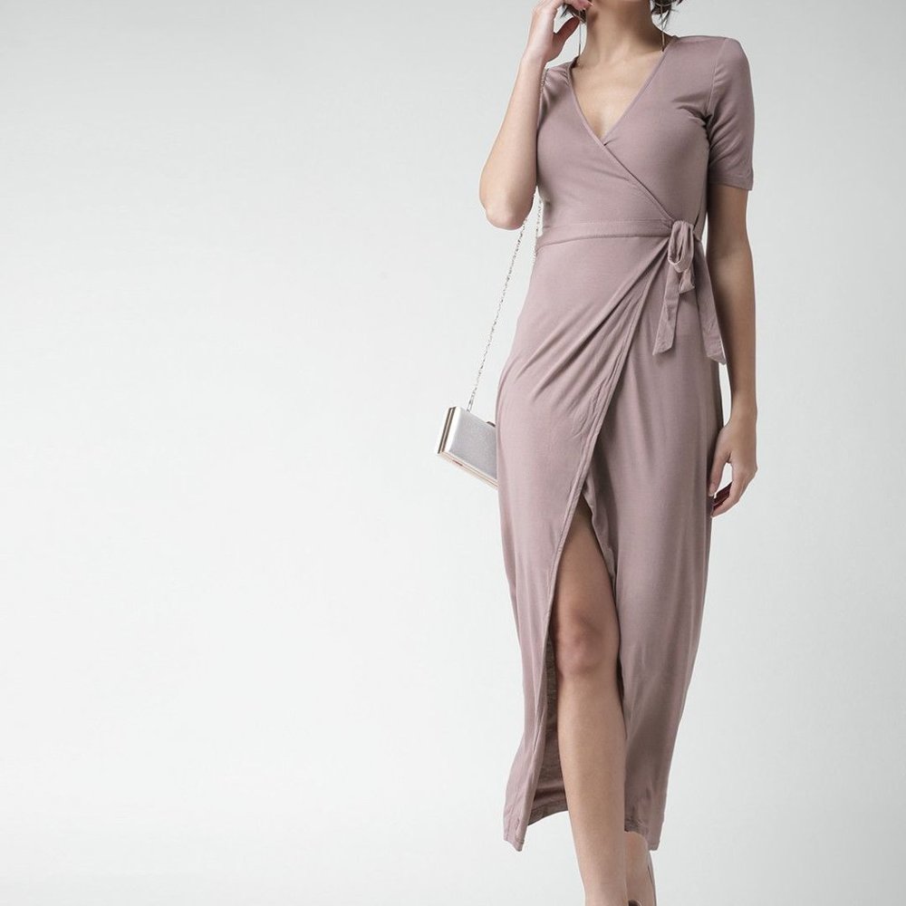 Forever 21 Lilac Long Wrap Dress Long Slit